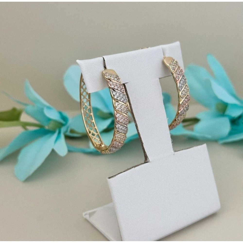 14K‎ Gold Plated Women's Earring Hoop Round